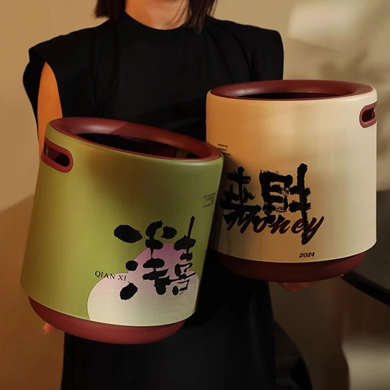 高颜值垃圾桶家用客厅轻奢高档2024新款大容量大号新中式卧室厨房