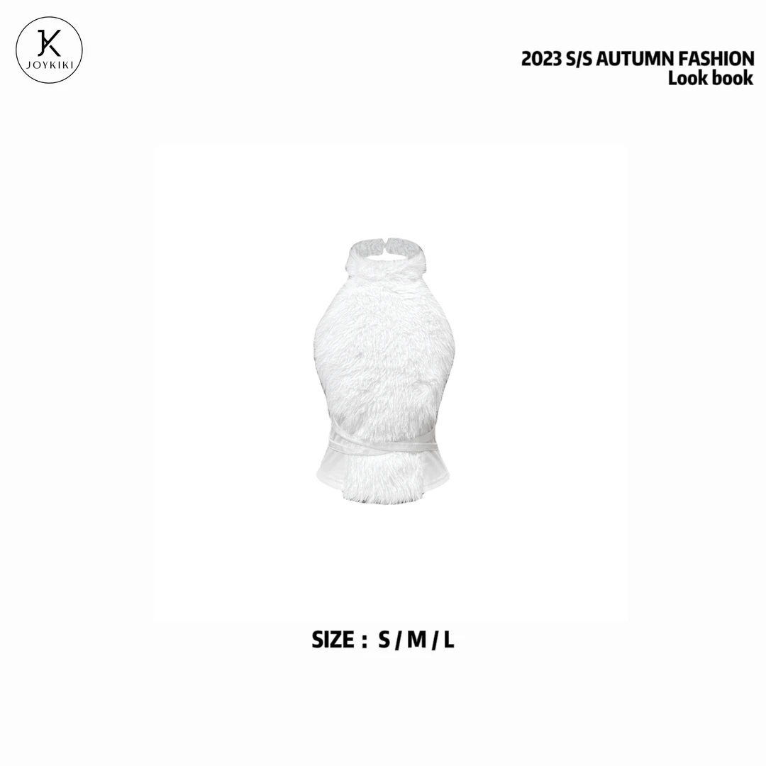 【JOYKIKI 清清!】【纯欲捕手】纯欲辣妹拼接毛毛上衣 J23D275