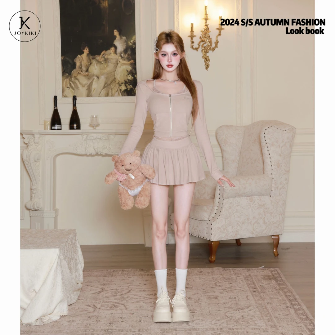 【JOYKIKI 清清!】【芭蕾女主】辣妹纯欲拼接设计感显瘦套装 J24C394