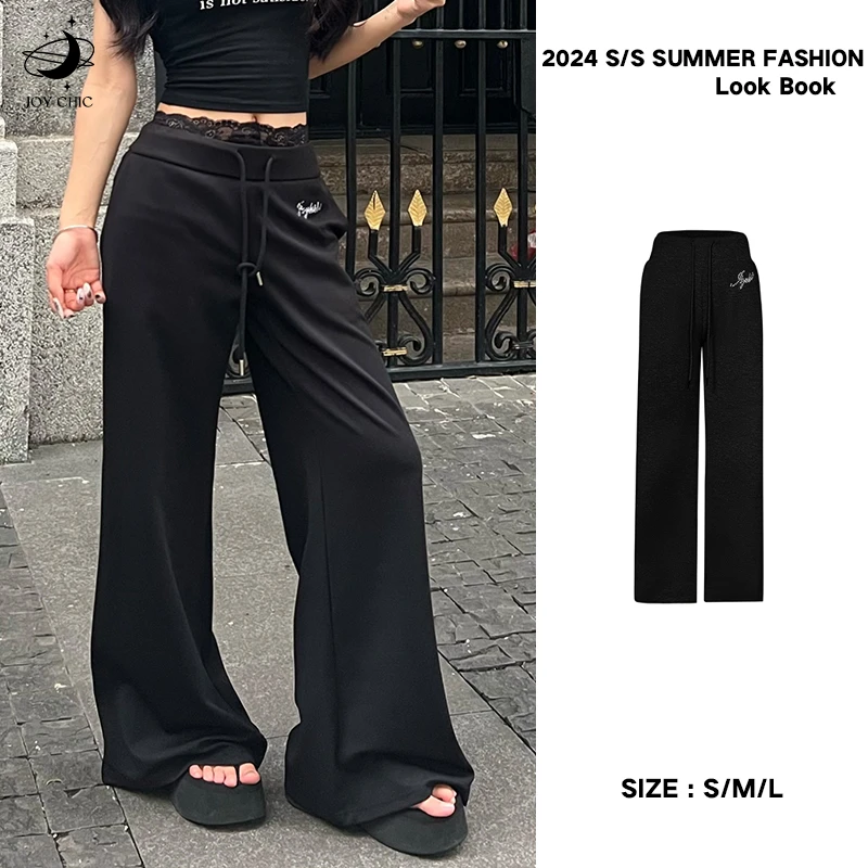 【JOYKIKI 清清!】【丄京腿咖】夏季辣妹黑色裤子超显身材长裤C24C025