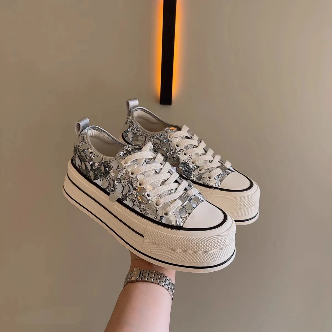 SUSU 【亮片板鞋】手工设计感亮片厚底松糕板鞋57-122（A3 四）左3