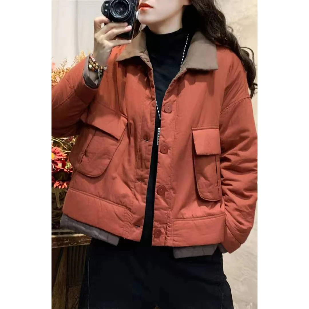 棉服冬季外套秋冬新款加厚夹棉保暖长袖棉衣宽松女士轻薄小棉袄