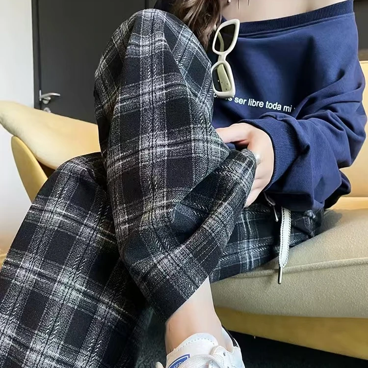 秋冬【呢料】幂式穿搭氛围感格子阔腿裤