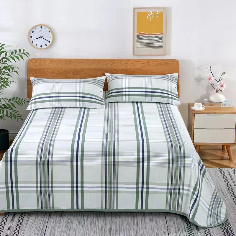 纯棉老粗布小包边大格子加密加厚粗布三件套柔软舒适炕单