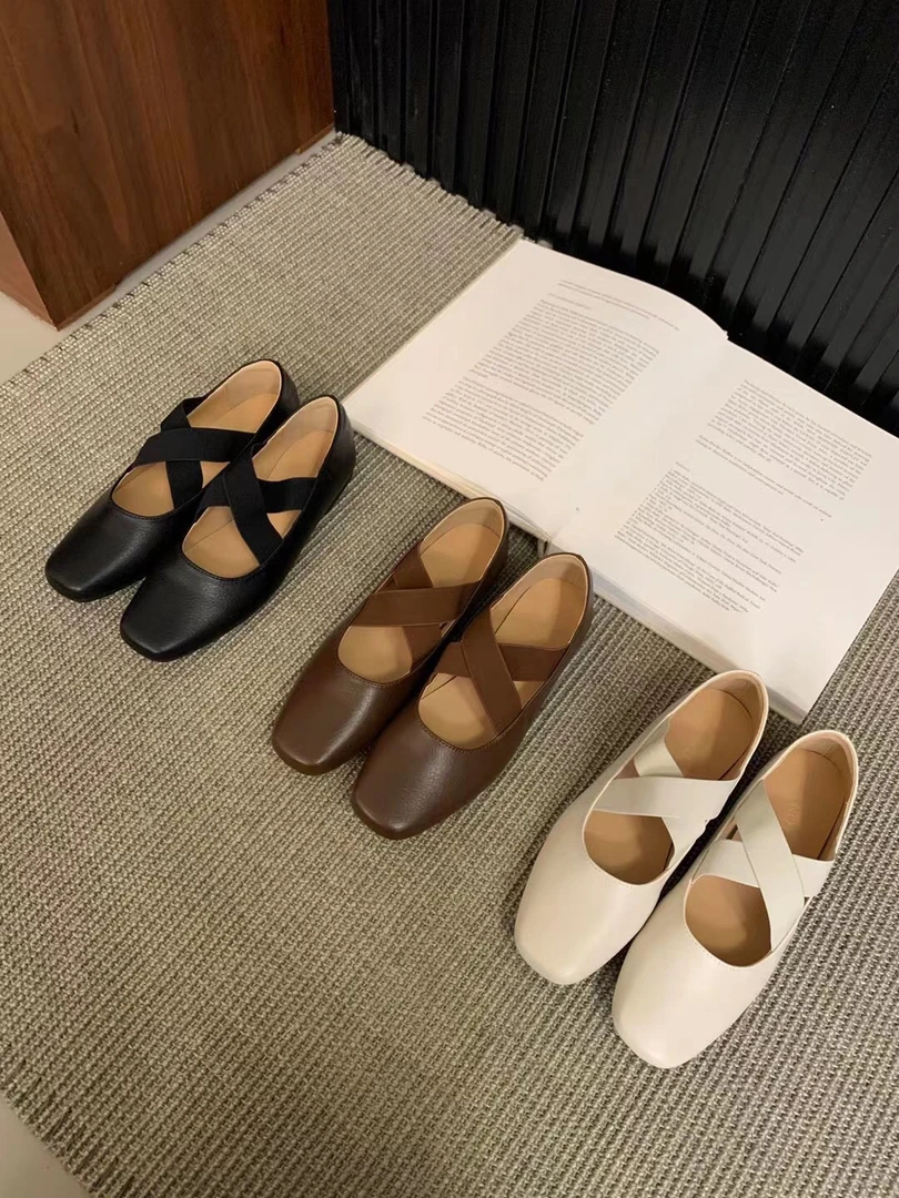 B16-2主推复古晚晚风韩版软底百搭法式方头温柔浅口奶奶鞋女鞋子