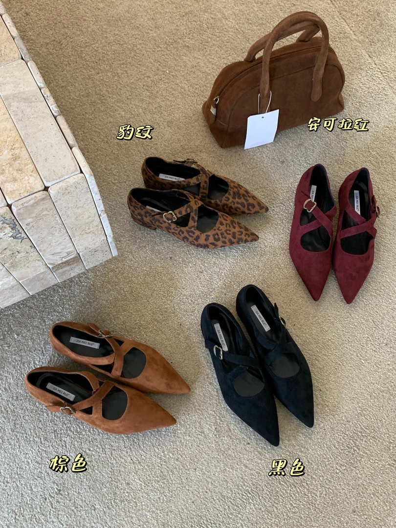 980-15韩版新款简约设计气质时尚百搭平底尖头浅口复古低跟女鞋