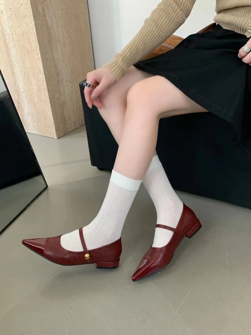 980-12复古时尚主推韩版玛丽珍鞋百搭浅口低跟法式乐福鞋单鞋女鞋