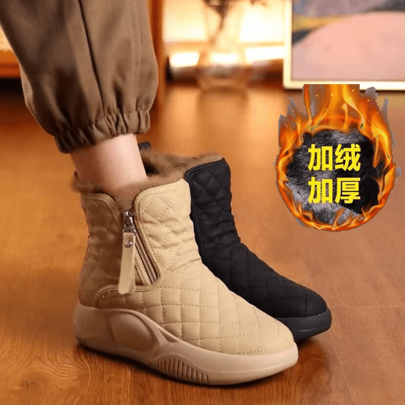 爆款软软皮加绒加厚棉鞋女冬季新款厚底雪地靴女平底防1