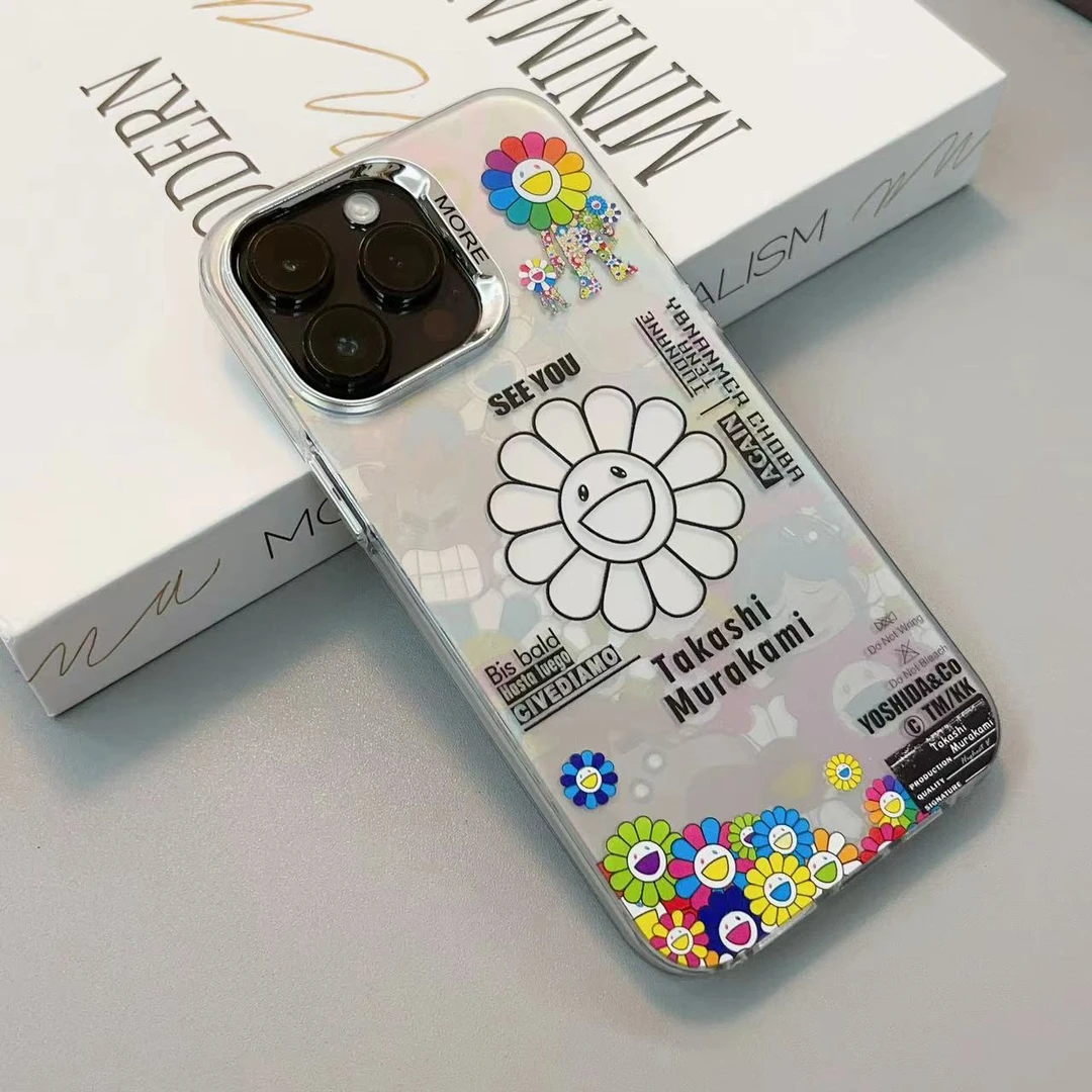 适用潮牌夏日太阳花iphone15promax手机壳14磨砂13情侣款17苹果16