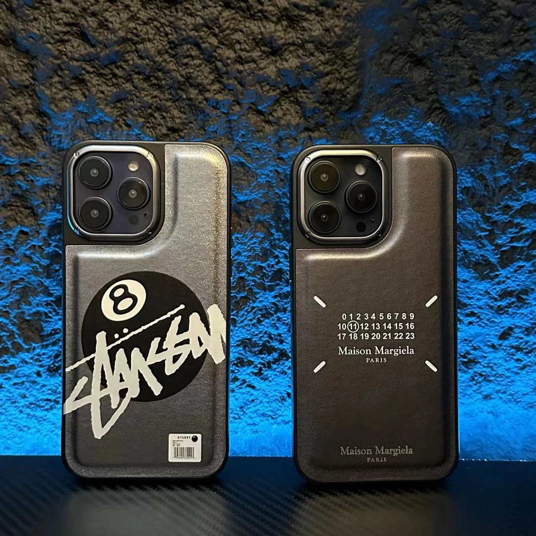 欧美潮牌皮质适用苹果15Pro手机壳iPhone14/Promax潮13promax软15