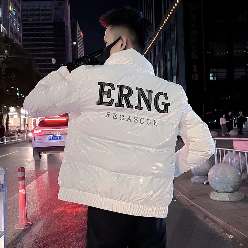 ins潮牌棉服外套男冬季加厚亮面棉袄子2024新款男装休闲痞帅棉衣