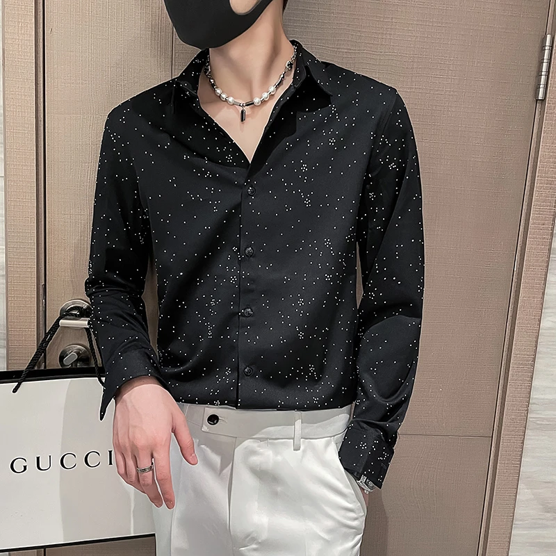 高级感烫钻印花衬衫
