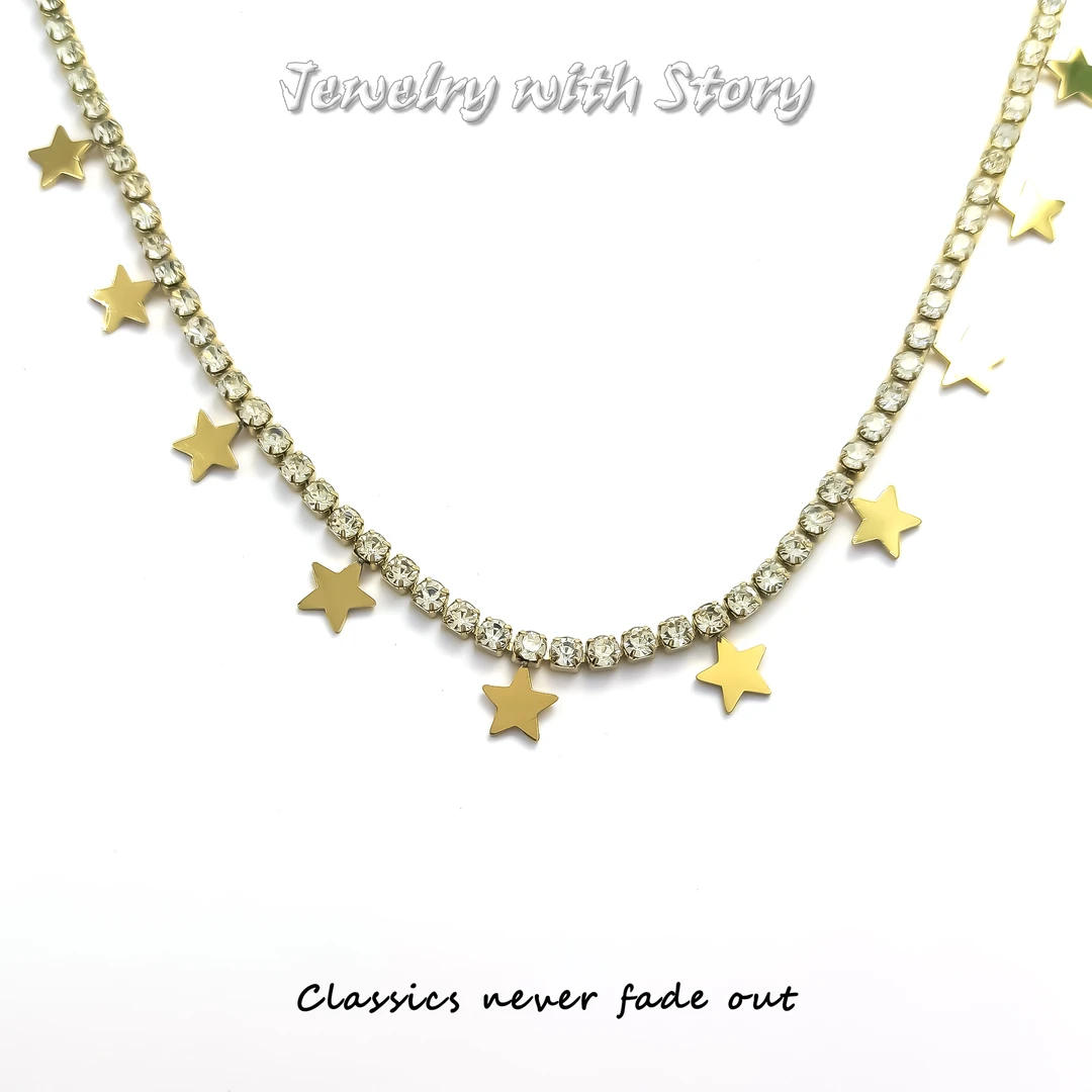 钛钢合成锆石项链 ZMDX-70463 项链欧美简约气质时尚小众个性