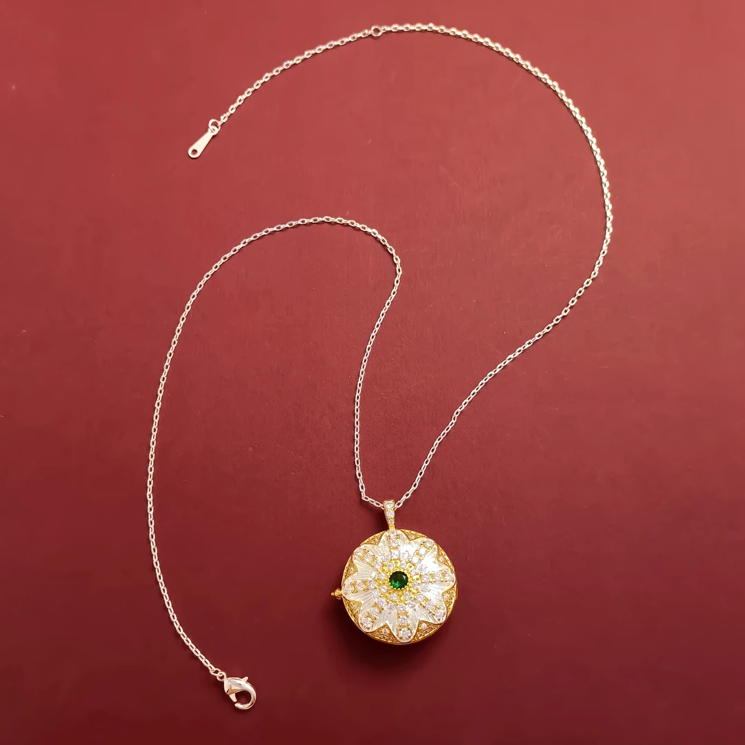 铜合金项链 WPSL-000480 【幻翠绿心】 项链小众时尚欧美