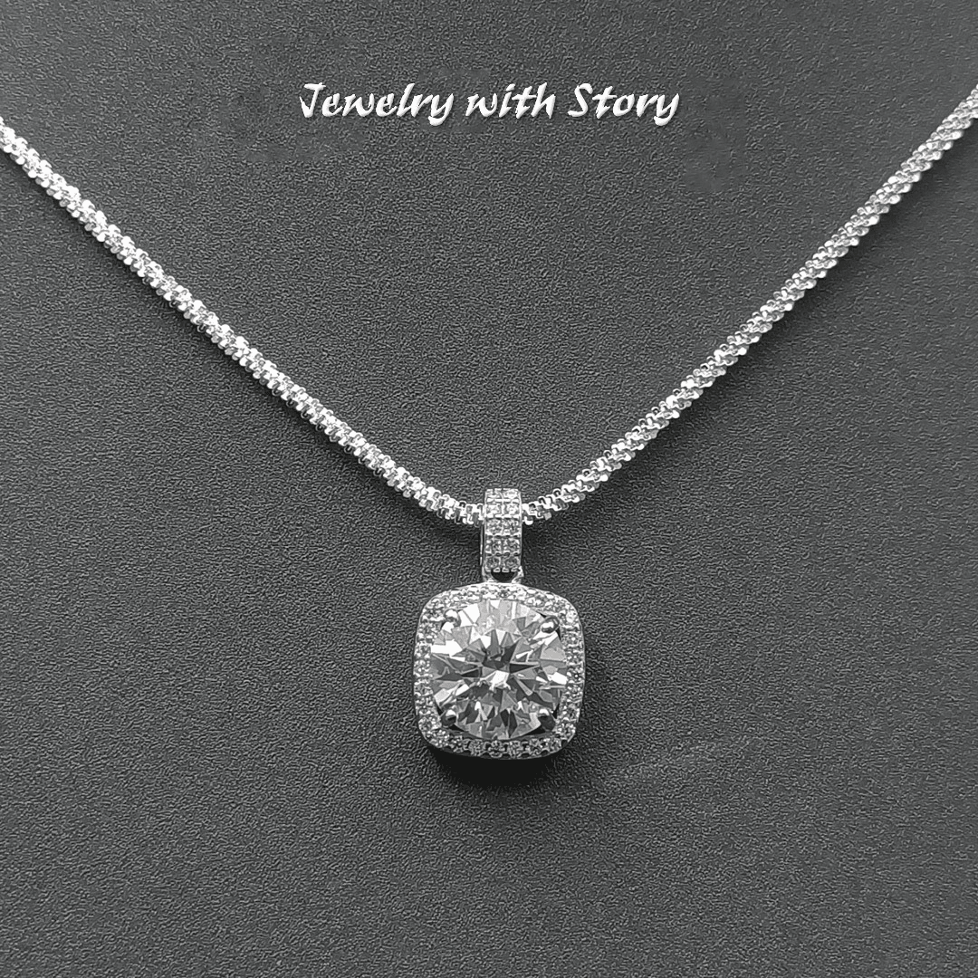 坠链均925银莫桑石 RR11RSS-33764  项链轻奢气质时尚简约精致