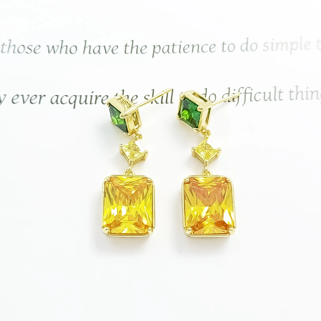 铜合金合成锆石耳饰 GTL-54722 耳环气质时尚欧美百搭简约轻奢