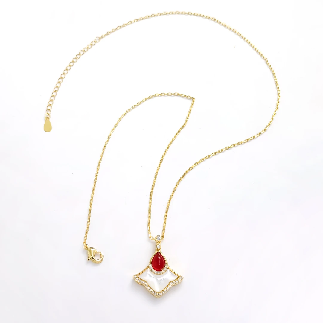 铜合金项链 WJH-000694 绯红之韵 项链小众时尚欧美