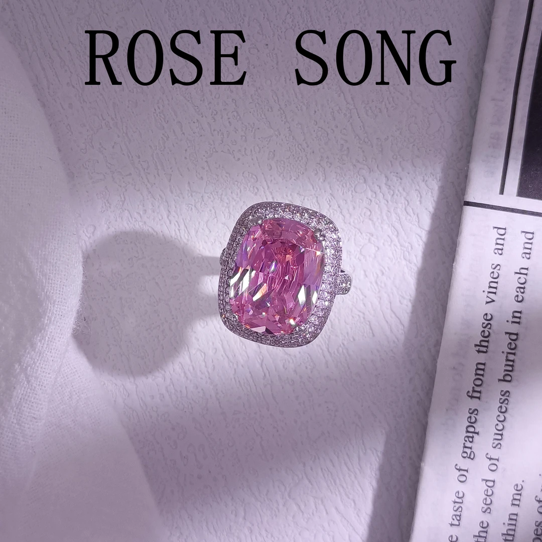 铜合金合成锆石戒指 WRSS-001676【粉曲悠扬】戒指气质简约大方精致