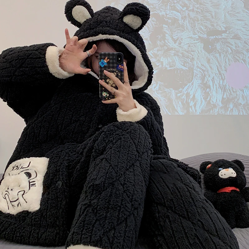 【三层夹棉】月子服珊瑚绒冬季哺乳孕妇睡衣不掉毛可外穿保暖加厚