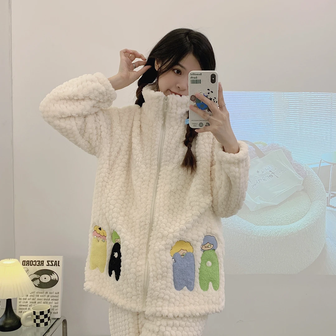 【法兰绒升级版】月子服秋冬拉链哺乳睡衣不掉毛孕妇加厚喂奶家居服