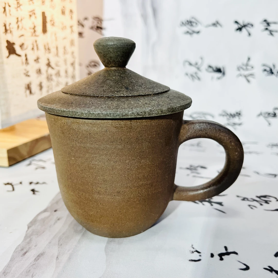 茶杯办公杯带盖大容量陶瓷茶具带把云南腾冲火山泥土陶粗陶软化水