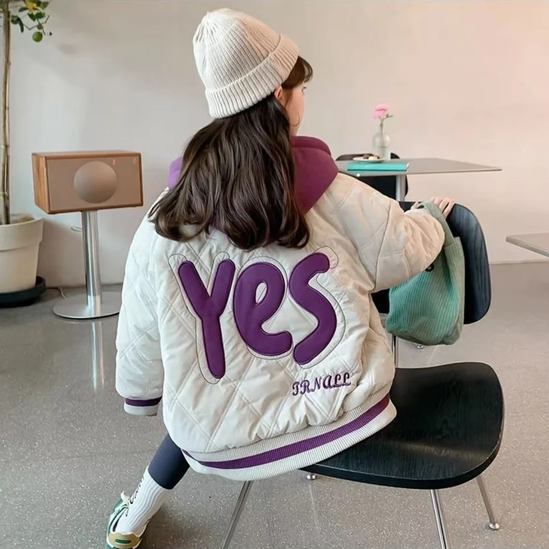 2024女童外套秋冬装冬季新款儿童连帽夹棉加厚假两件连帽上衣棉衣