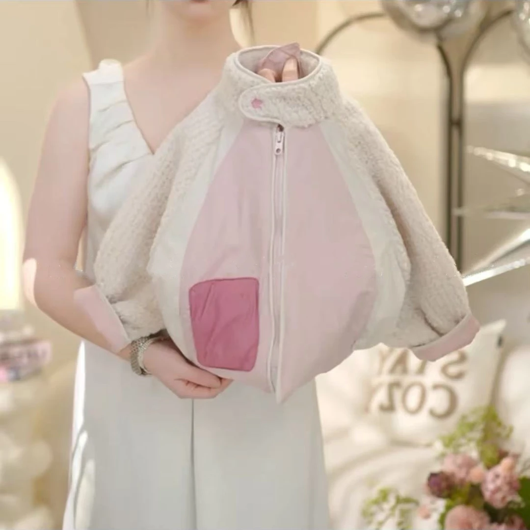 女童2024冬季新款洋气夹棉加厚拼接棉服外套