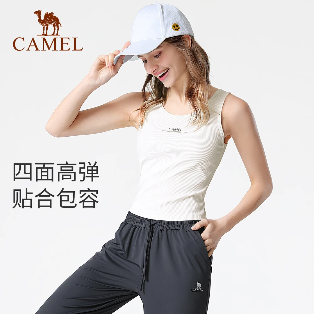 骆驼瑜伽服运动背心女夏季跑步服上衣外穿训练健身服紧身衣服美背