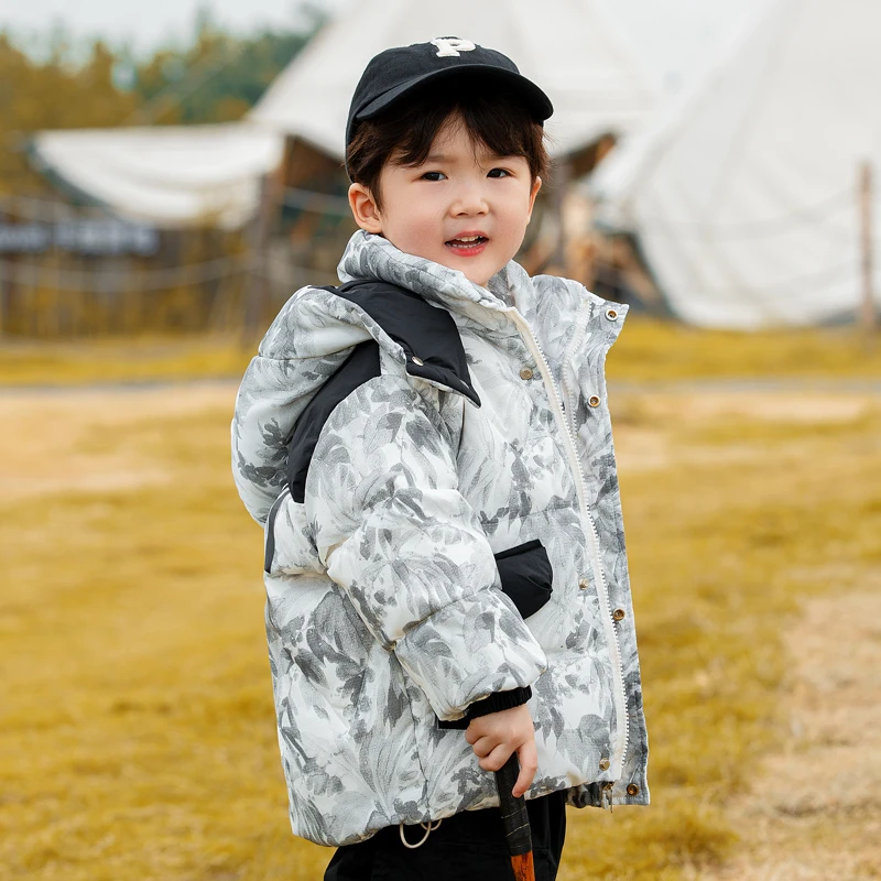 男童羽绒服冬季2023新款儿童中长款连帽中小童宝宝加厚白鸭绒外套