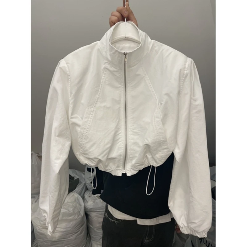 韩系设计感小众黑色短款防嗮外套早秋夏季潮酷宽松休闲运动外套女