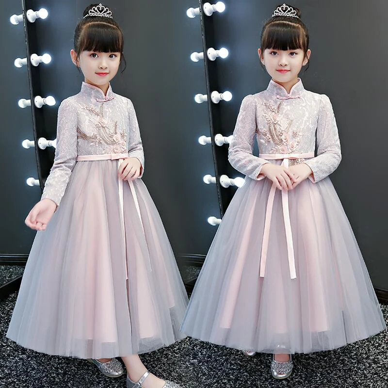 女童连衣裙秋冬款2023冬装新款儿童公主裙旗袍汉服女裙子冬季