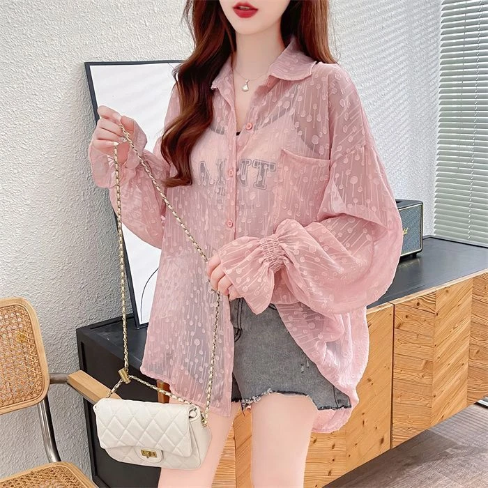 夏季中长款薄款开衫防晒衬衫新款提花外套女小香风洋气潮流百搭