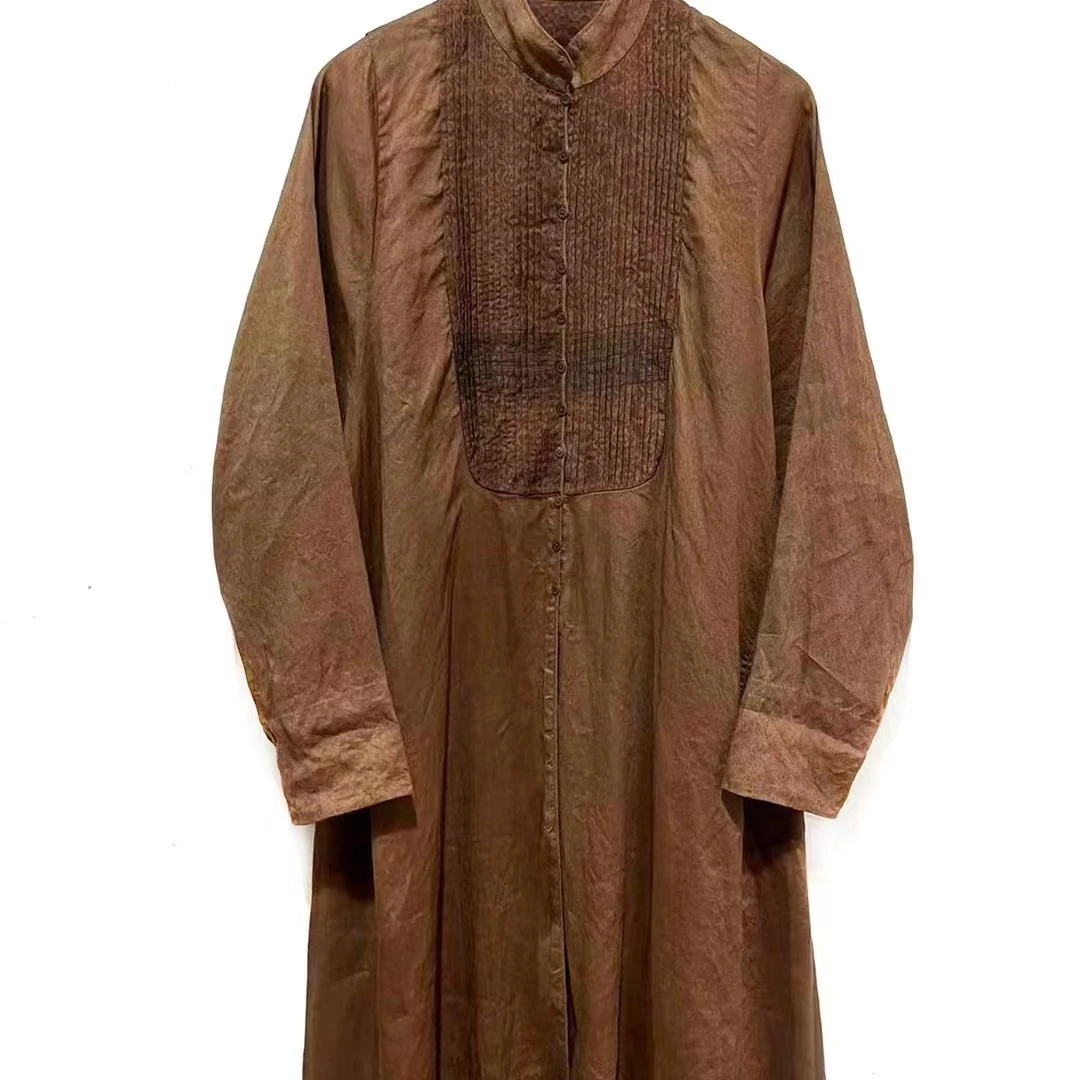 妝點家 左岸迷香 长袖连衣裙 Z23FW/5021  亚麻 丝宽松连衣裙气质