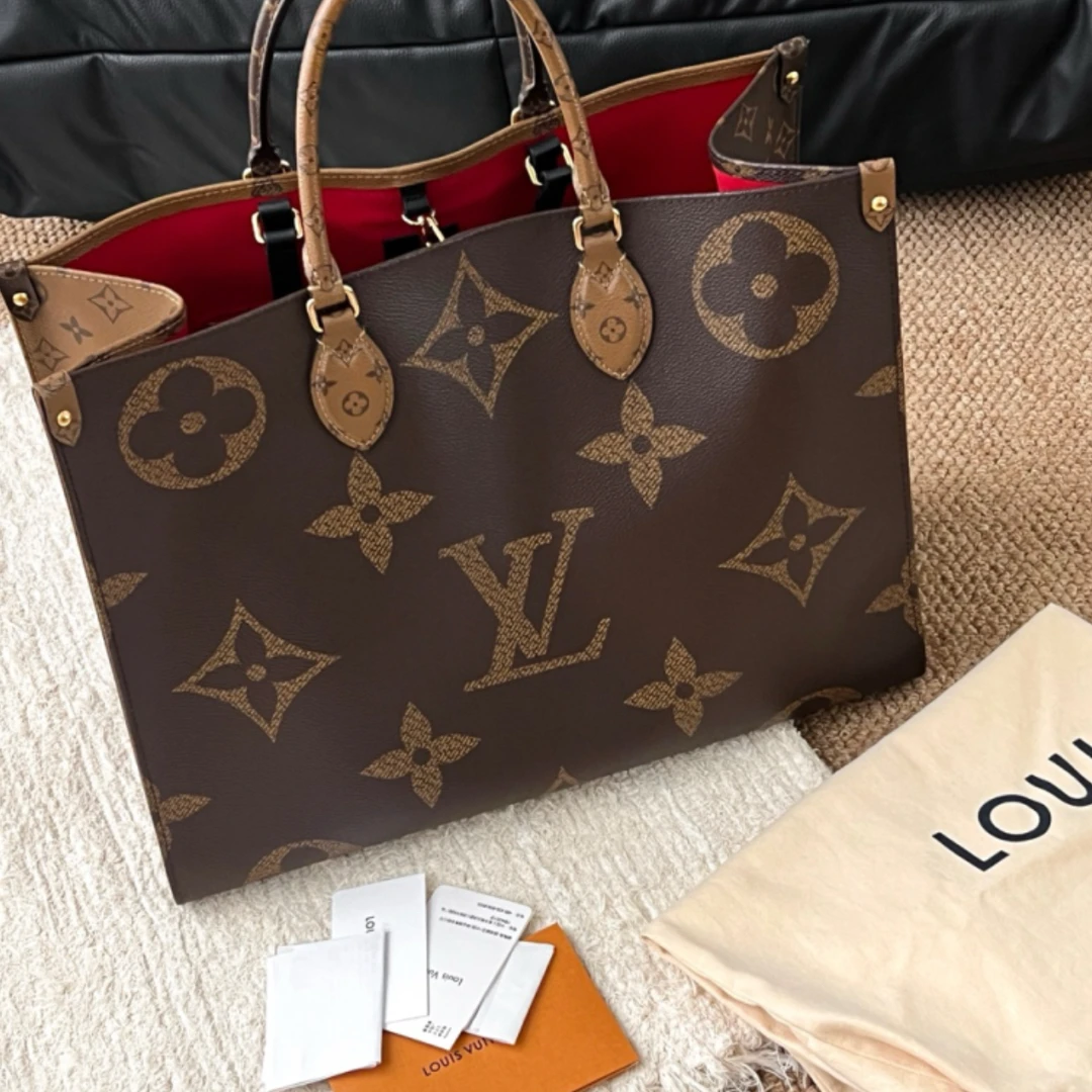 95新 LouisVuitton/路易威登 LV老花大号onthego（芯片款）