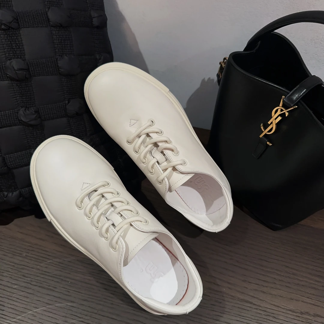 素陌透气羊皮休闲小白鞋女真皮平底韩版百搭舒适白色皮鞋1228