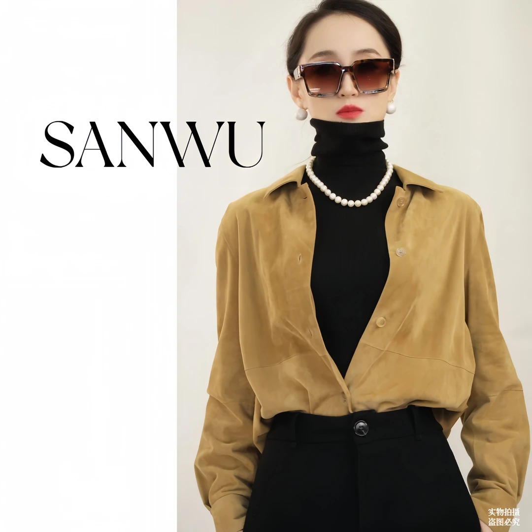 【叁悟】混种羊无里布经典通勤风衬衫款皮衣老钱风外套