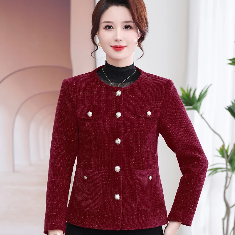 中年妈妈春装小香风外套短款2024新款洋气中老年女装春秋气质上衣