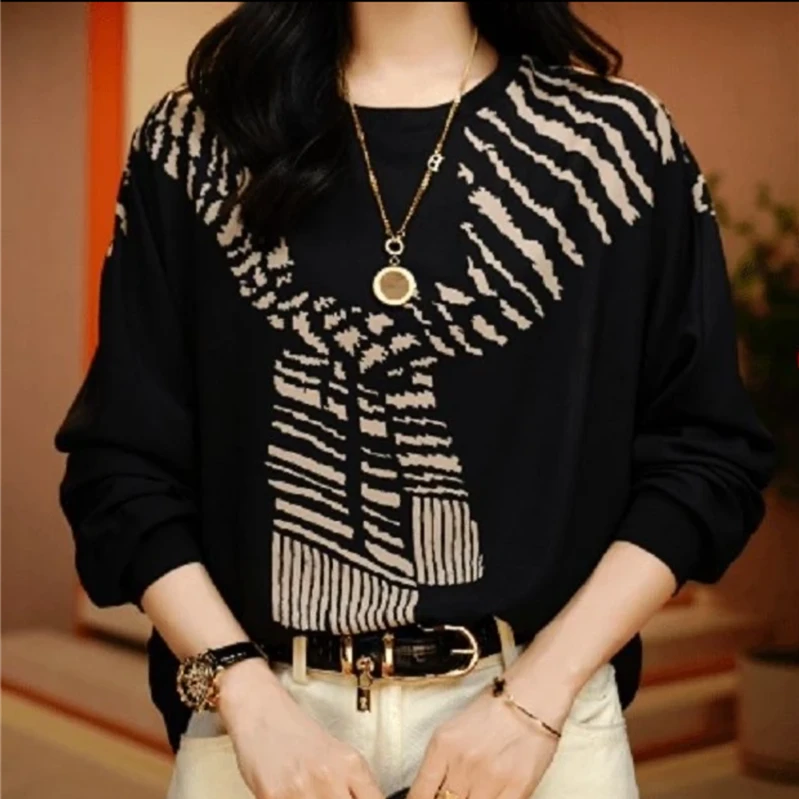 假两件早秋装上衣女士长袖新款宽松时尚t恤妈妈遮肚子小衫大码