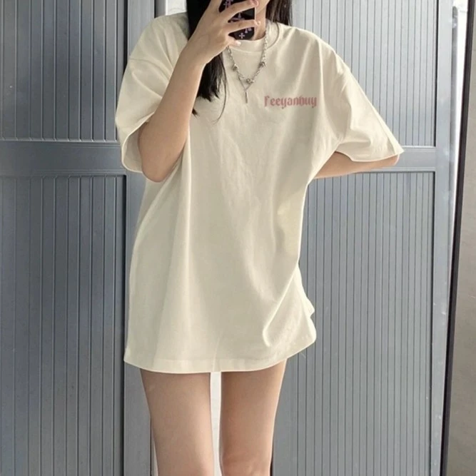 【孤品t恤】韩版时尚圆领休闲百搭潮牌宽松上衣女装大码t恤印花