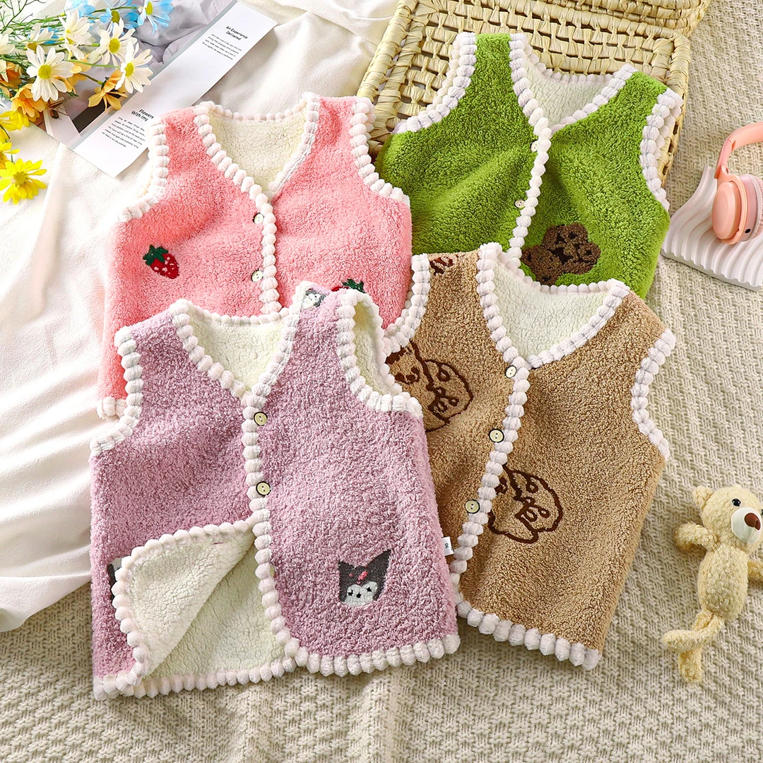 儿童加厚马甲秋冬男女宝外穿加绒保暖双面绒洋气开衫坎肩无袖背心