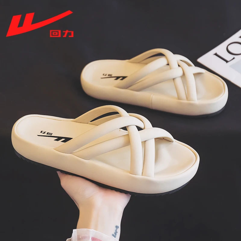 回力夏季休闲女鞋2025网红时尚百搭外穿厚底防滑软底平跟凉鞋1000