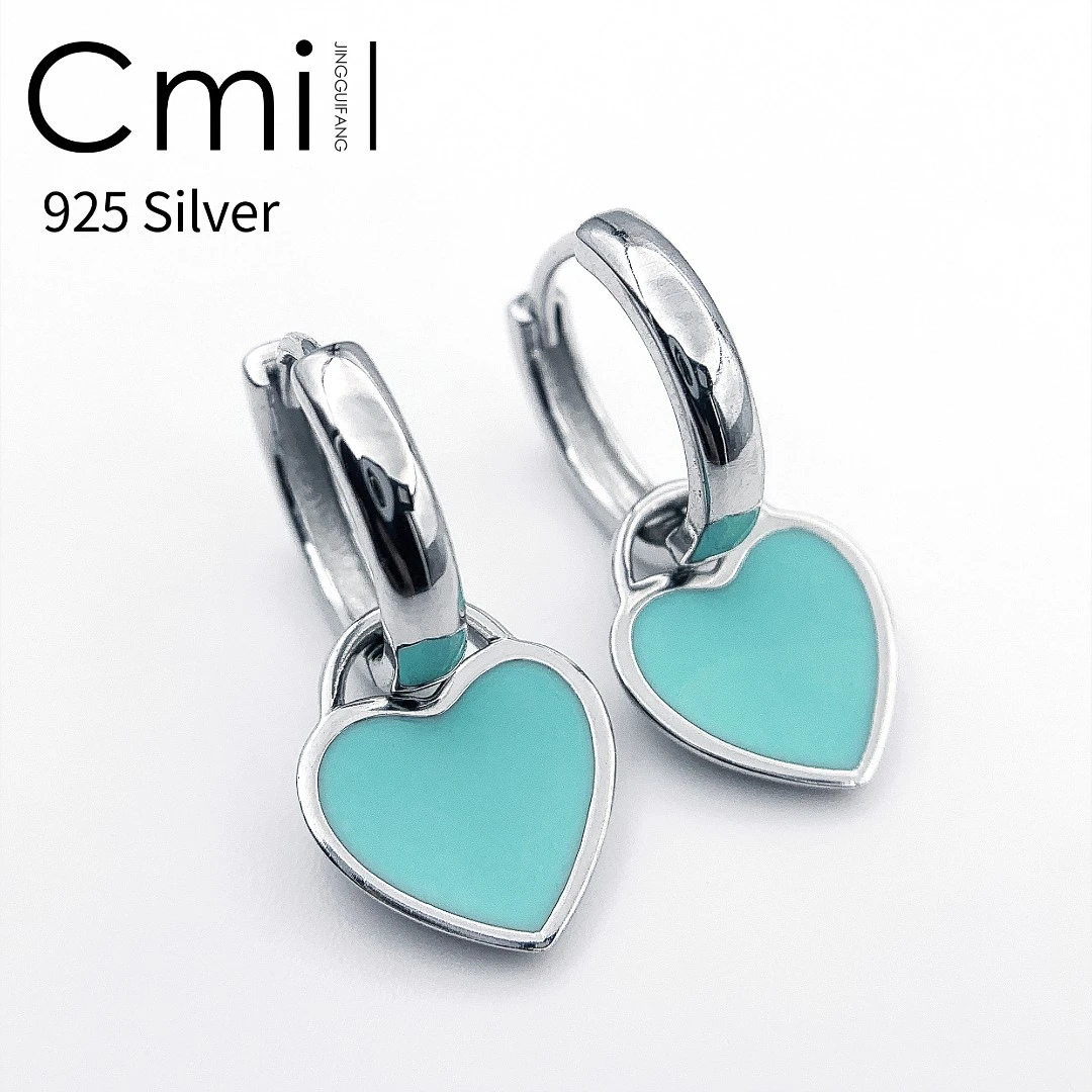 Cmill/晶贵坊 925银耳饰 【耳饰】T家同轻奢款蓝色爱心耳饰E17866