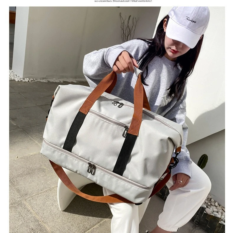 时尚休闲旅行包大容量登机行李袋干湿分离鞋仓包套拉杆百搭健身包