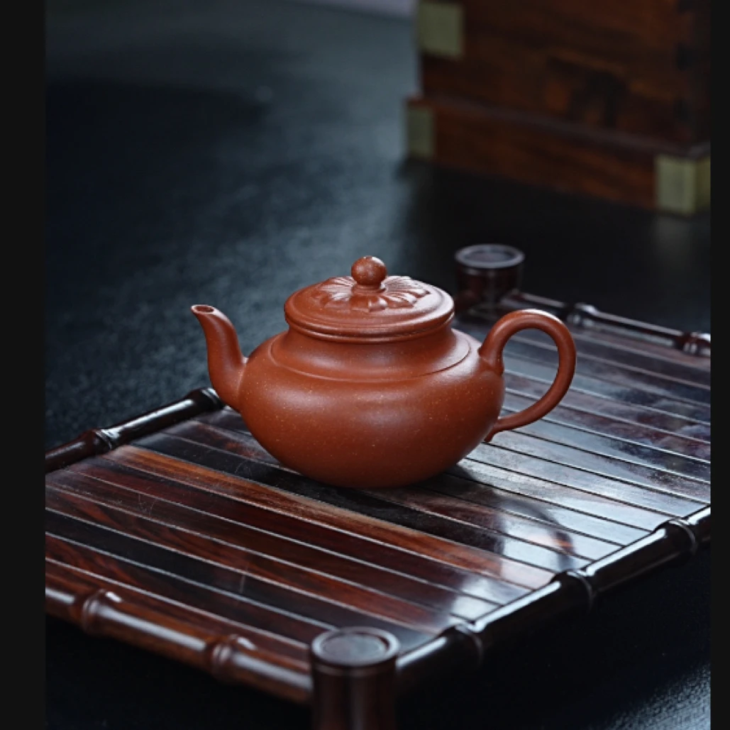 玉菱壶泥壶茶具泡茶壶紫砂壶顾华文全手工制作红降坡泥料220毫升