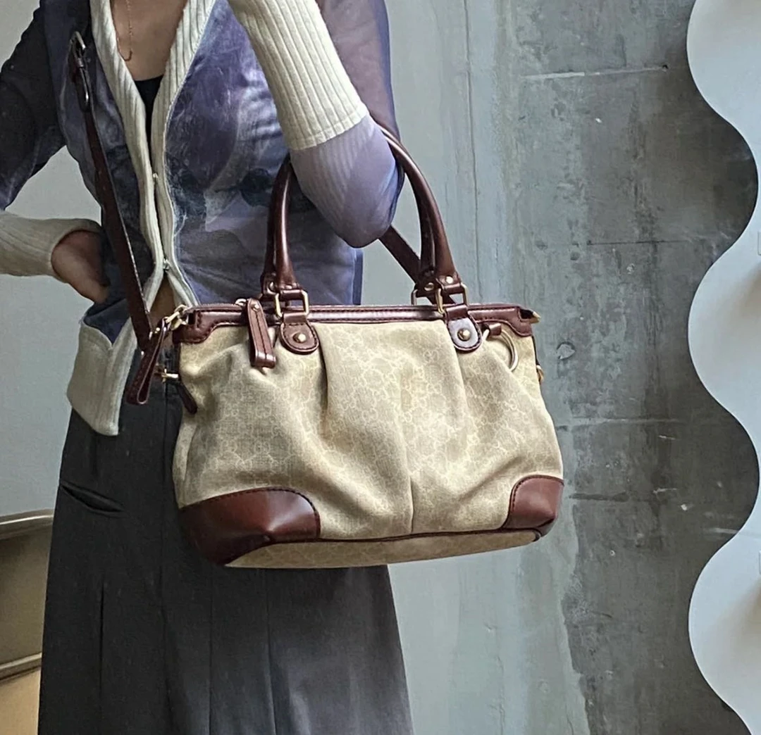 95新 GUCCI/古驰 赛比专属/古驰牛仔丹宁单肩斜跨包/97新