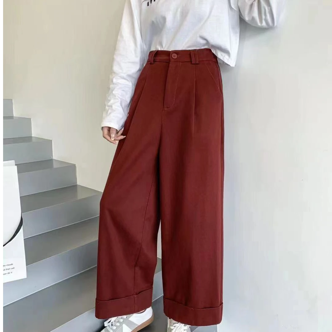 2530-4 宽松阔腿裤卷边原宿风大休闲裤   XXK/0923