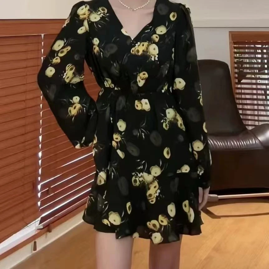 296-6  欧美风碎花连衣裙 120