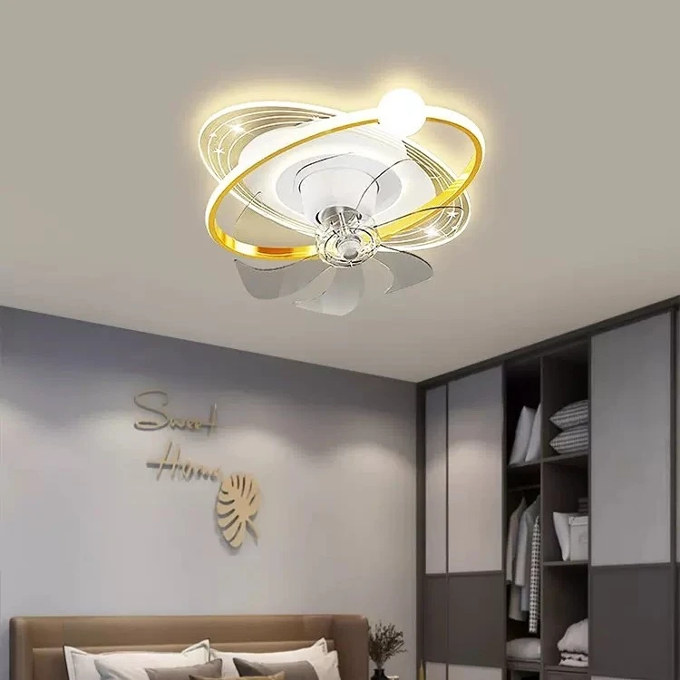2024新款轻奢星际360°摇头风扇灯智能静音现代简约网红家用大气