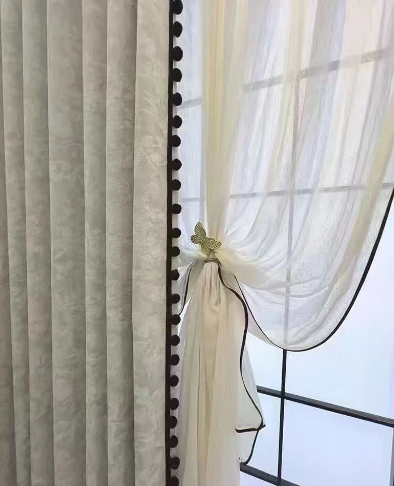 法式雪尼尔绒毛成品窗帘
