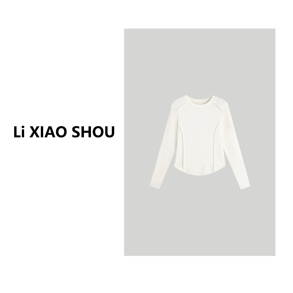 【李小瘦大码女装】秋季新款打底衫休闲百搭舒适亲肤磨毛修身1360D